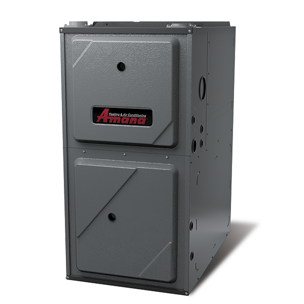 Amana brand furnace for heating and air conditioning.