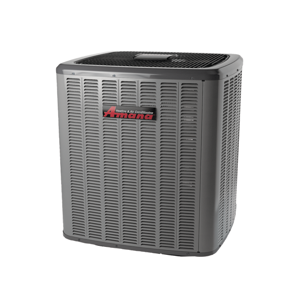 Amana air conditioning outdoor unit isolated.