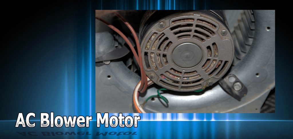Close-up of an AC blower motor.